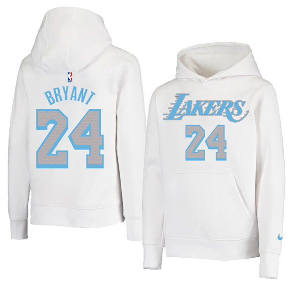 Men's White Los Angeles Lakers #24 Kobe Bryant 2021 Pullover Hoodie